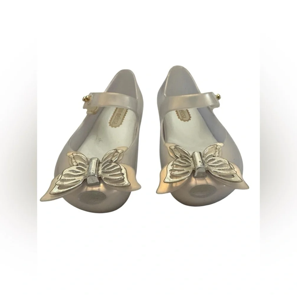 Mini Melissa Iridescent Silver Butterfly Shoes Toddler 6 US